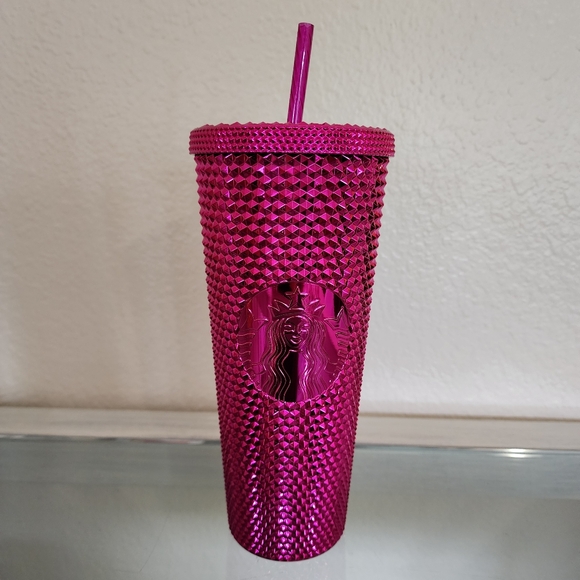 Starbucks Hot Pink Metallic Studded 24 OZ  TUMBLER 2022 Holiday Edition - Picture 3 of 5